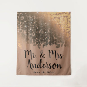 Honing Beige Champagne Gouden Glitter Lichtjes Wandkleed