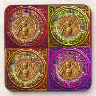 HONING BEN / RODE GROENE FLORENTINE FLORAL CROWN BIER ONDERZETTER