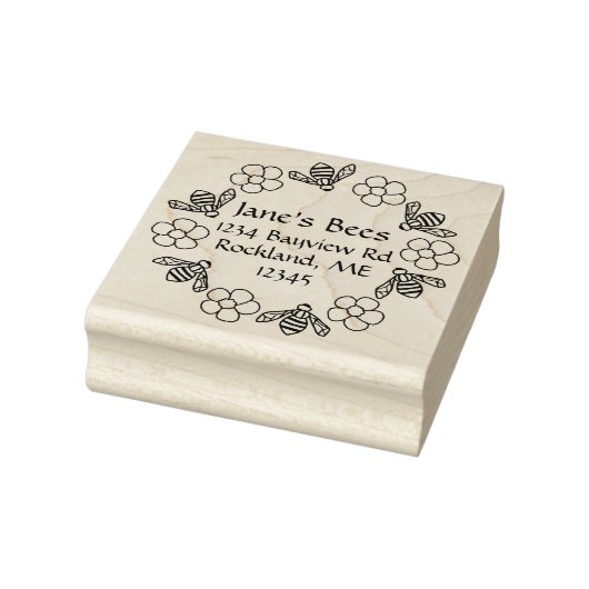 Honing Bijen Bloemen Aangepaste Naam Rubberstempel (Stempel)