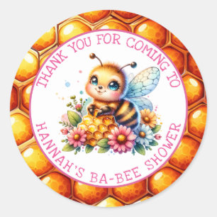 Honing bijen thema Meisjes Baby shower Ronde Sticker