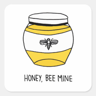 Honing, bijenmijn vierkante sticker