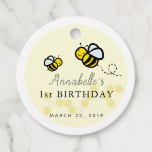 Honing / Bumble Bees & Daisy 1e Verjaardag Bedankt Bedankjes Labels