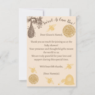 Honing Bumblebee Baby shower Bedankkaart