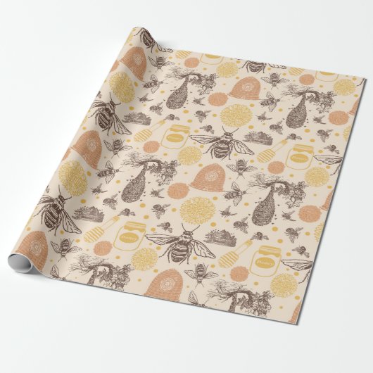  Honing Bumblebee Baby shower Cadeaupapier (Uitgerold)