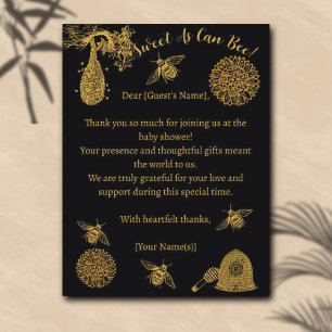 Honing Bumblebee Zwart Baby shower Briefkaart