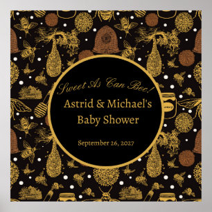  Honing Bumblebee Zwart Baby shower Poster