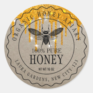 Honing drijft gouden bijen verkoper Apiarist Ronde Sticker