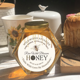 Honing druipen en bij gemaakt met liefde door bije ronde sticker