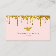 Honing druipt faux glitter bij logo visitekaartje