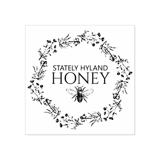 Honing Floral Wreath Hexagon  bijenstang Rubberstempel (Afrduk)