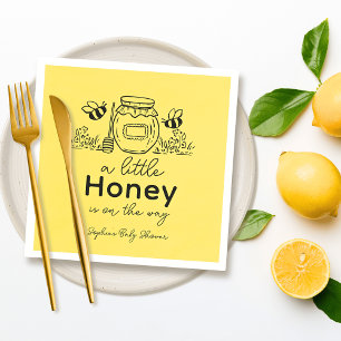 Honing Handgetekende Pot Bijen Gele Baby Shower Servet
