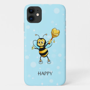 Honing hommel op zwart en lichtblauw iPhone 11 hoesje