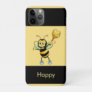 Honing hommel op zwart & goud beige iPhone 11 pro hoesje