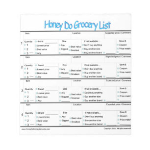 honing is een kruidenierslijst ... notitieblok