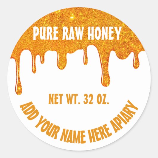 Honing Jar Honeybee Honeycomb Bee Apiary Name Ronde Sticker (Voorkant)