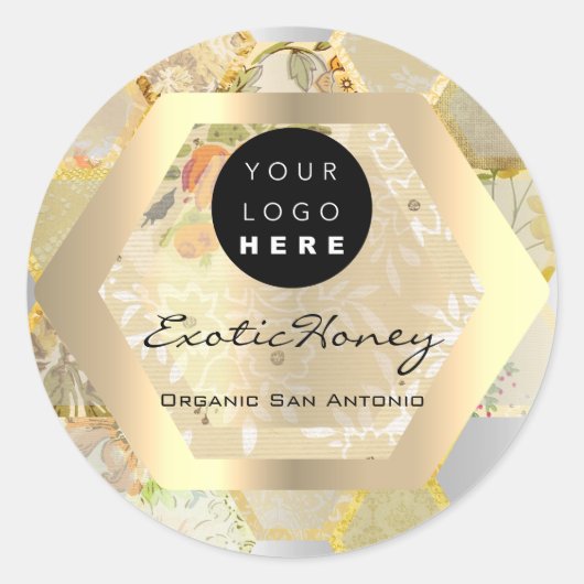 Honing Jar Honeybee Honeycomb Bee Apiary Ronde Sticker (Voorkant)