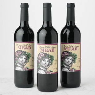 Honing Kind Bijen en Rozen Mead Wijn Etiket