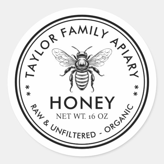 Honing label met aangepaste kleur honingbij (Voorkant)