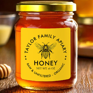 Honing label met aangepaste kleur honingbij