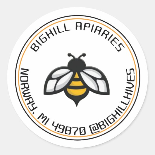 Honing Label Yellow Bee Beekeeper Contactgegevens (Voorkant)