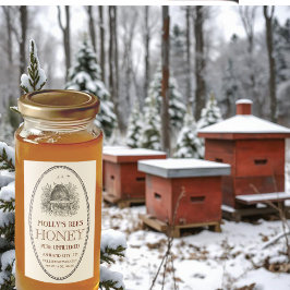 Honing  ovaal schuim met grensetiket voedselcontainer etiket