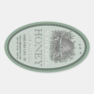 Honing  ovaal schuine streep met rand-etiket ovale sticker