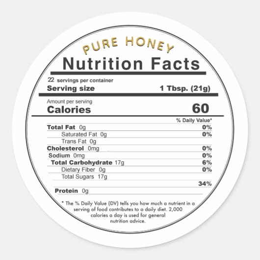 Honing Ronde Bewerkbare Voeding Feiten Label Geel (Voorkant)