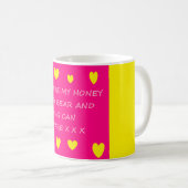 Honing teddybeer bericht geel roze mok (Voorkant rechts)