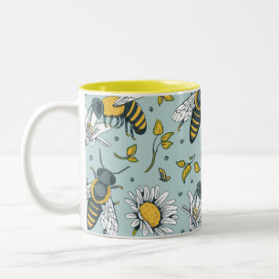 Honing Veel Bijen Patroon Tweekleurige Koffiemok