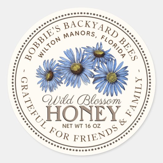 Honing voor Vrienden Wildflower Grateful Label (Voorkant)