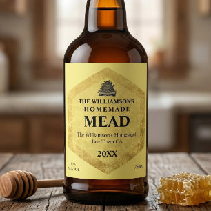 Honing wijn   Thuisgemaakte Mead   Antieke Bijenko Etiket