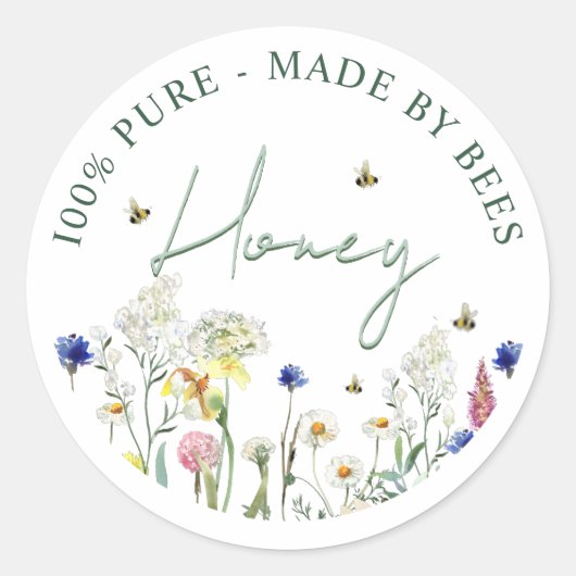 Honing Wildflower Meadow Bee Groen Label Bloem (Voorkant)