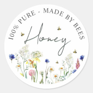 Honing Wildflower Meadow Bijenlabel Bloem Ronde Sticker