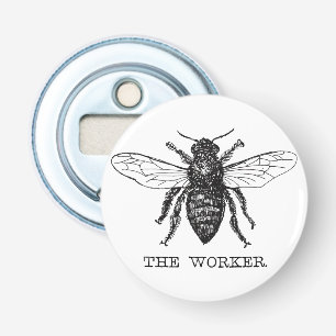 Honing Zwarte Hommels Arbeider Button Flesopener