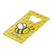 Honingbee Cartoon Kredietkaart Flessenopener (Voorkant Gekanteld)