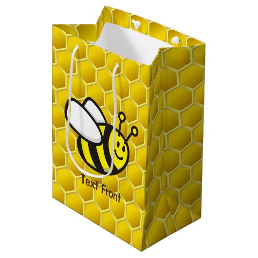 Honingbee Cartoon Medium Cadeauzakje (Voorkant Gekanteld)