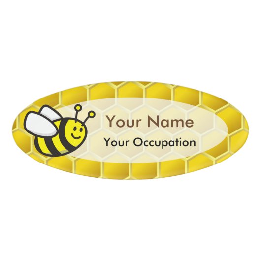 Honingbee Cartoon Naambadge (Voorkant)
