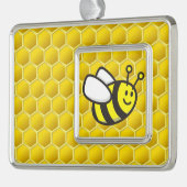 Honingbee Cartoon Verzilverd Kader Ornament (Links)