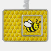 Honingbee Cartoon Verzilverd Kader Ornament (Voorkant)