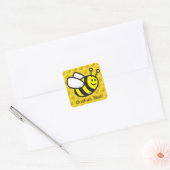 Honingbee Cartoon Vierkante Sticker (Envelop)