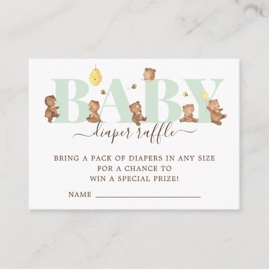 HoningBeer Diaper Raffle Enclosure Kaart (Voorkant)