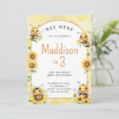 Honingbij 3e verjaardag kaart (Staand voorkant)