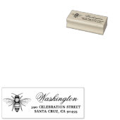 honingbij | Achternaam Script & Retouradres Rubberstempel (Gestempeld)