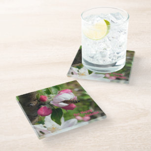 Honingbij & Appelbloesem Glas Coasters voor Fijn Glazen Onderzetter
