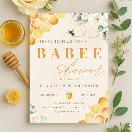 Honingbij Baby shower Floral Babee Kaart