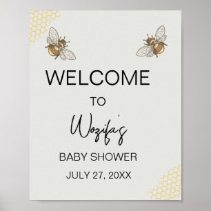 Honingbij baby shower welkom poster