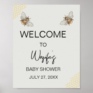 Honingbij baby shower welkom poster