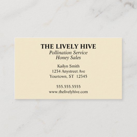 Honingbij Beekeeper Bestuiving Service Honing Sale Visitekaartje (Achterkant)
