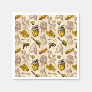 Honingbij Bijenkorf Vintage Biologisch Natuurlijk  Servet