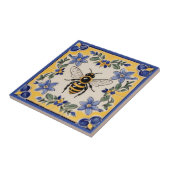 Honingbij blauw en geel mediterraan tegeltje (Zijkant)